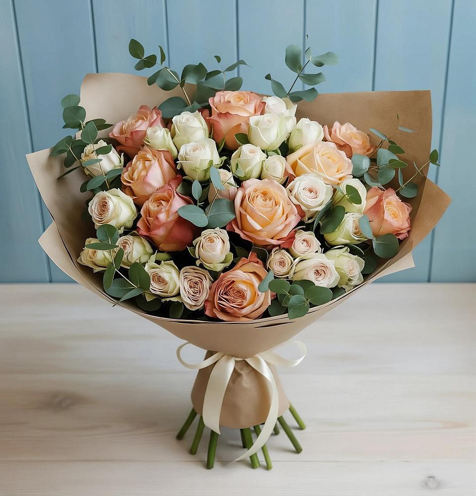 Букет цветов из: Альстромерии и Розы в Старой Торопе