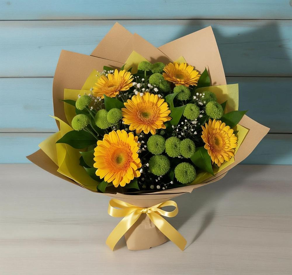 Букет цветов из: Герберы и Хризантемы в Старой Торопе
