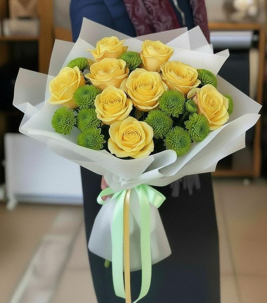 Букет цветов из: Хризантемы и Розы в Старой Торопе