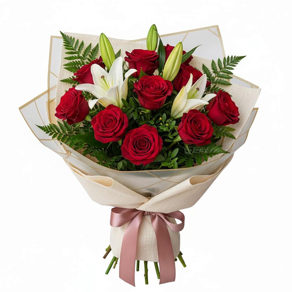 Букет цветов из: Лилии и Розы в Старой Торопе