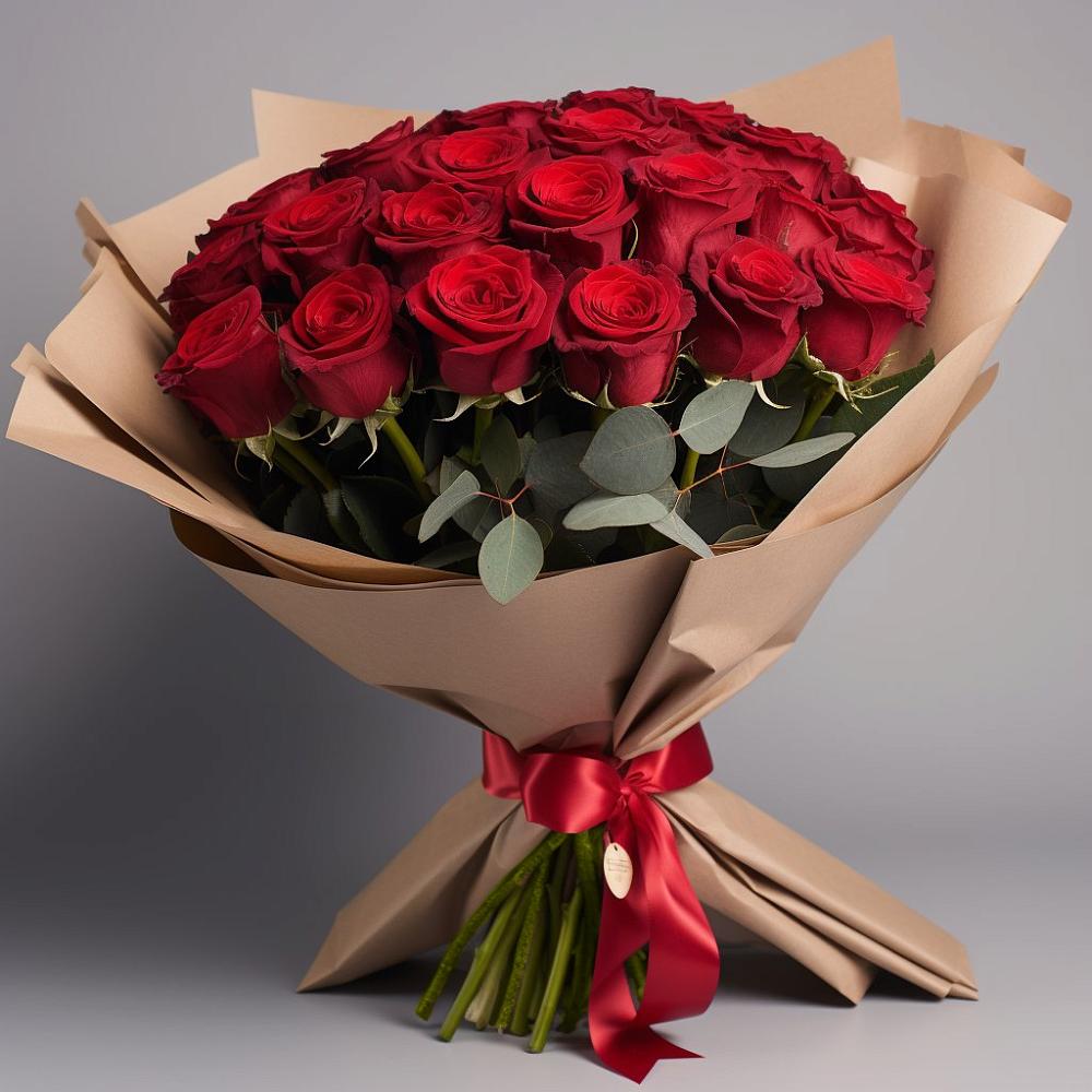Букет 25 Красных роз Лотус в Старой Торопе